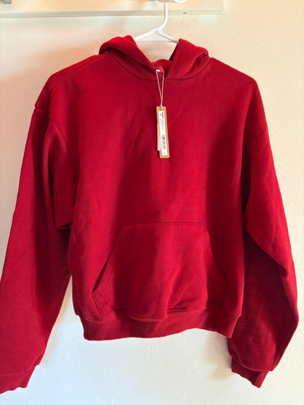 NWT SKIMS Brick Size XS Cotton Fleece Classic Pullover Hoodie